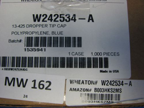 1000 Wheaton W242534-A Blue Polyethylene Dropping Bottle Cap 13-425 Size