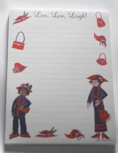 Red Hat Theme Note Pad / Red &amp; Purple Lines w Red Hats / 60 Sheets / NIP