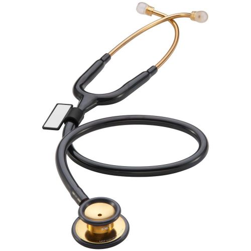 One Stainless Steel Premium Dual Head Stethoscope - 22K Gold Edition - Black
