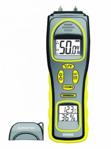 General Tools MMH800 Moisture Meter, Pin Type Or Pinless, Temperature And