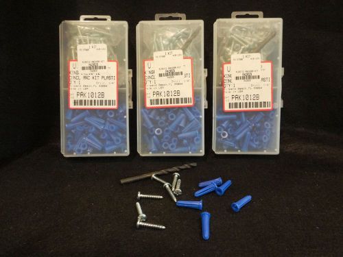 CONICAL ANCHOR KITS (10-12) ANCHORS 10X1 SCREWS, DRILL BIT~ Pack of 3 Kits