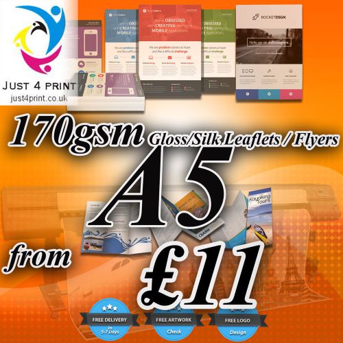 Flyers / Leaflets Printed On 170gsm Silk  - A5 leaflets Printing, Free Delivery