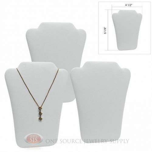(3) 5 1/2&#034; White Leather Padded Pendant Necklace Display Easel Presentation