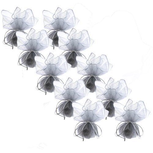 30 Designer Organza Fabric Gift Bags Pouches Party Favor Gifts Packaging Silver