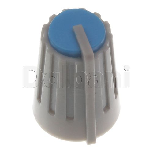 6pcs @$2 20-04-0002 new push-on mixer knob grey with blue top 6 mm plastic for sale