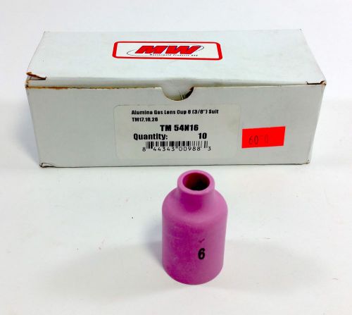10-pk alumina gas lens cup 54n16 (#6, 3/8&#034;) for tig welding torch 17, 18 and 26 for sale