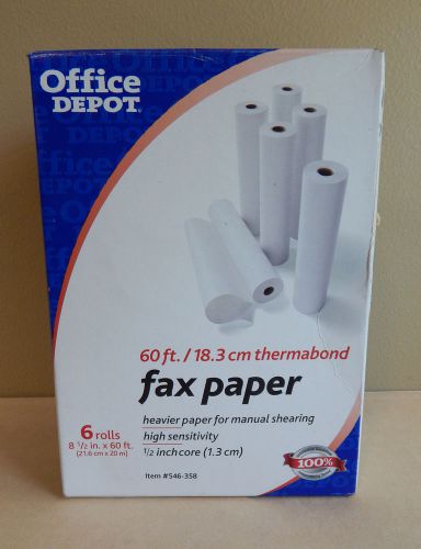 Office Depot Thermal Fax Paper High Sensitivity 1/2&#034; Core 8 1/2&#034; X 60&#039; 6 Rolls