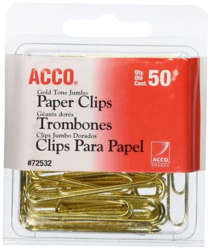 ACCO Gold Tone Jumbo Paper Clips Smooth Finish Steel Wire 20 Sheet Capacity 5...