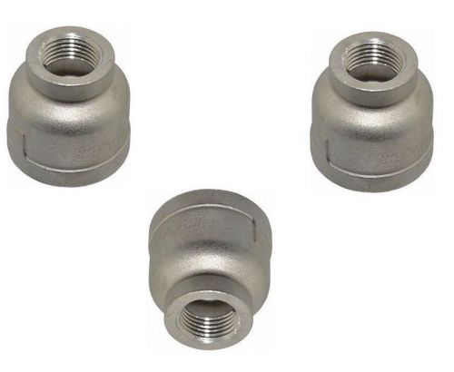 3 Pack Ships Free: 1/2&#034; X 1/8&#034; Stainless Steel Reducer Reducing Coupling Coupler