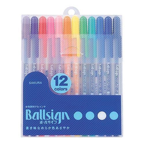 Sakura Gel Ink Ballpoint Pen, Ball Sign Gelly Roll 12 Color Set PGB12 From Japan