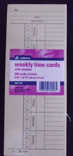 Adams Time Cards Weekly 2-Sided Overtime Format 3-3/8&#034; x 8-1/4&#034; Manila 9660-200