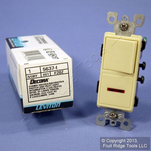 Leviton ivory decora rocker wall switch with pilot light 20a 5637-i for sale