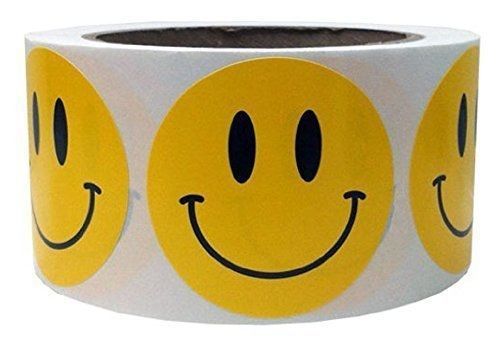 Smart Sticker Yellow Smiley Face Happy Stickers 2&#034; Inch Round Circle Teacher