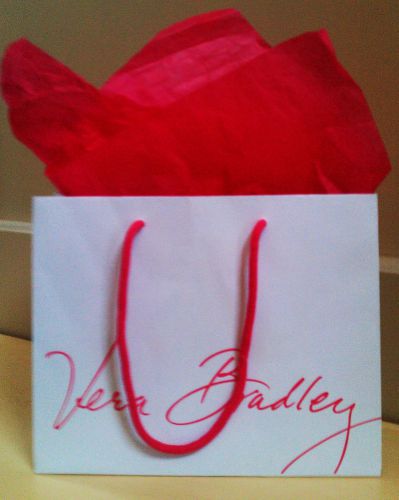 Vera Bradley 8&#034; x 10&#034; x 4&#034; paper shopping bag and fuchsia tissue paper