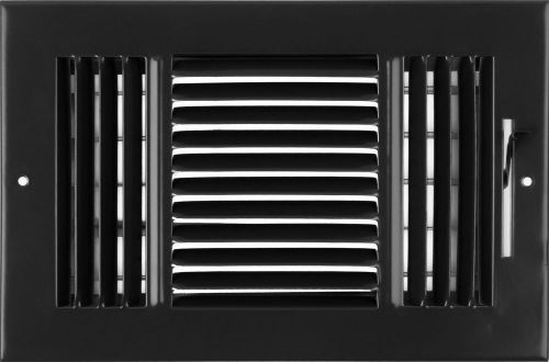 10w&#034; x 6h&#034; fixed stamp 3-way air supply diffuser, hvac duct cover grille black for sale