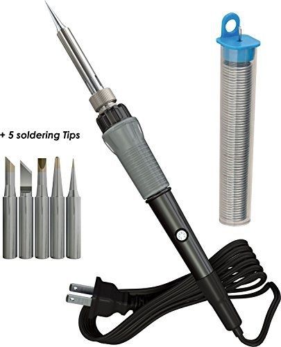 Icooker soldering iron kit, 60 watt [5 free solder tips + solder wire] for sale