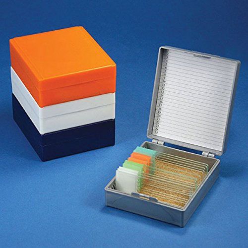 Globe Scientific 513075W ABS Plastic Cork Lined Slide Storage Box for 25 Slides