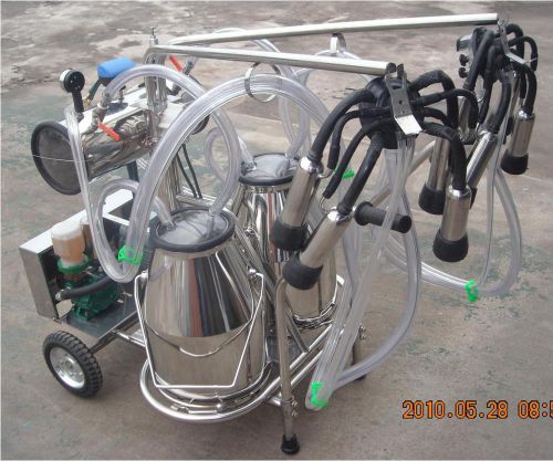 Oil-free vacuum pump milker for cows + goats - double tank - factory direct for sale