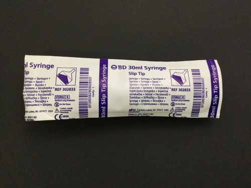 Box of 25 bd 30ml syringe slip tip ref302833 for sale