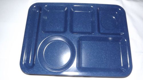 Lot of 12 Set Carlisle 6 Compartment Lunch Tray 10&#034;x14&#034; Blue.