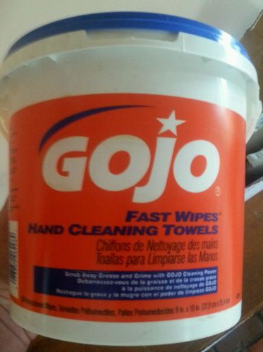 Gojo fast wipes hand cleaning towels pail 130ct for sale