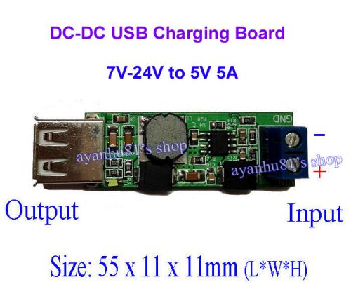 DC-DC Converter 7-24V 12V to 5V 5A Step-down Power Module USB Charging Board