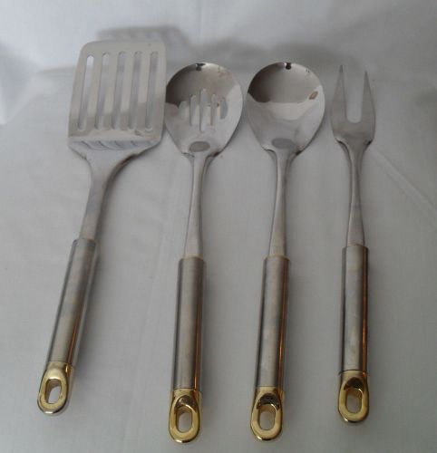 CUISINE COOKWARE COMMAND PERFORMANCE GOLD (4) COOKING UTENSILS 18/10 STAINLESS