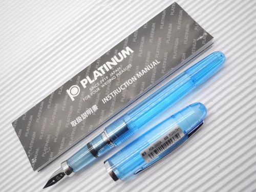Clear Blue Platinum PGB-3000A 0.3mm Fine fountain pen free 2 cartridges(Japan)