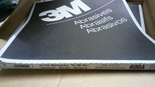 NEW 3M 411Q 02000 WET OR DRY ABRASIVE SHEETS PACK OF 50 SHEETS 9&#034; X 11&#034;  600A