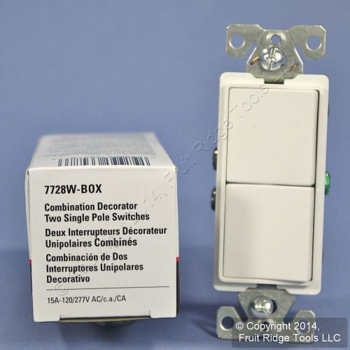 New Cooper Combination Decorator White DUAL Rocker Light Switch Duplex 15A 7728W