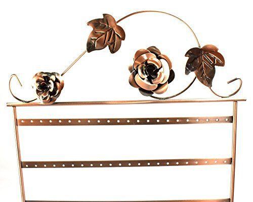17&#034;h Copper Color Roses on Wine Vintage Jewelry Earring Holder / Organizer / /