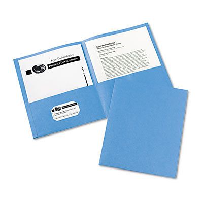 Two-Pocket Folder, 20-Sheet Capacity, Light Blue, 25/Box