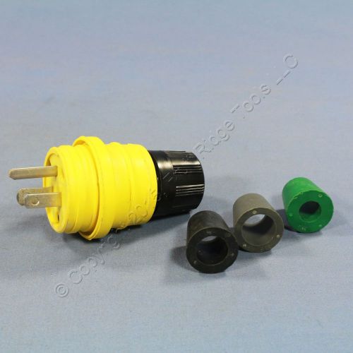 Pass and seymour yellow male watertight straight blade plug 5-15 15a 125v 14w-47 for sale