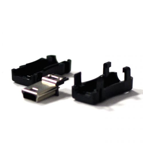10pcs Mini USB 5PF Plug Connector with 9mm Plastic Male Socket Cover DIY Kit New