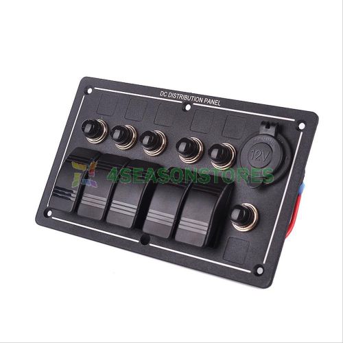 5 Gang Car Boat Switch Panel W/ LED Indicators Rocker Auto Fuses IP68 Waterproof