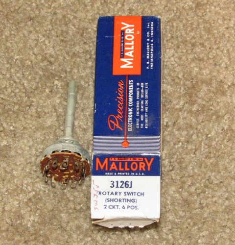 NOS Vintage Mallory Selector Switch - 2-circuit, 6-position Shorting - 3126J