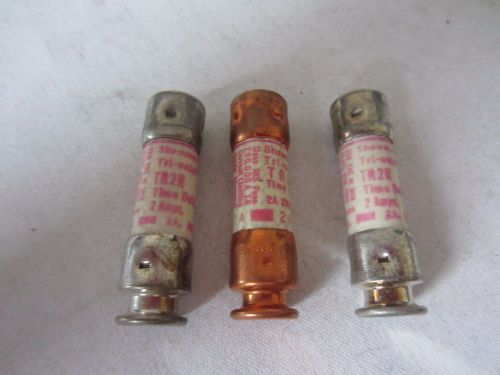Lot of 3 Gould Shawmut TR2R Fuses 2A 2 Amps Tested
