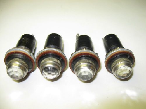 (4) Vintage Panel Mount Clear Faceted Jewel Indicator Lights Steampunk