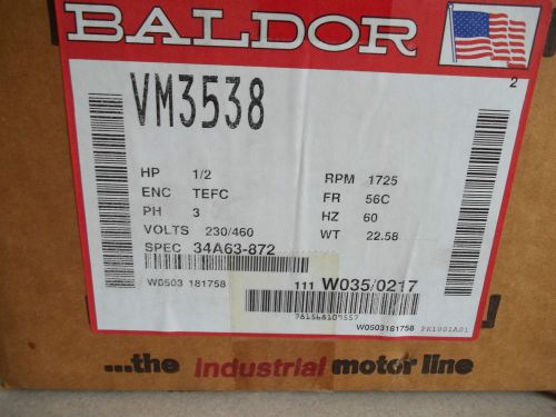 NEW IN BOX BALDOR AC 1/2 HP MOTOR VM3538