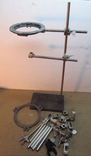Vintage Fisher Scientific Cast Iron Support Reactant Heat Ring and Clamps