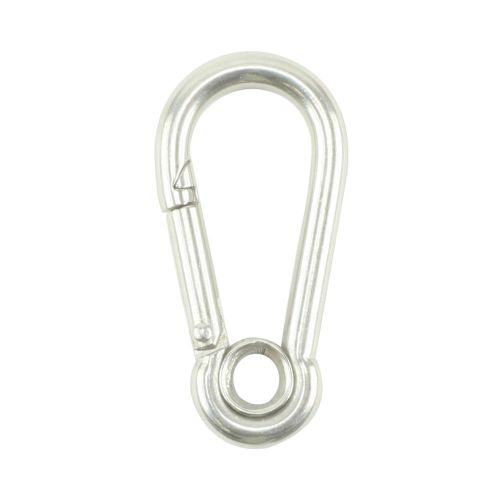 Stainless steel carabiner spring snap link hook w/ eyelet - 50mm x 5mm for sale