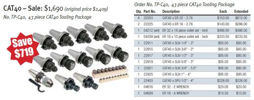 TP-C40, – 43 Piece CAT 40 Tooling Package