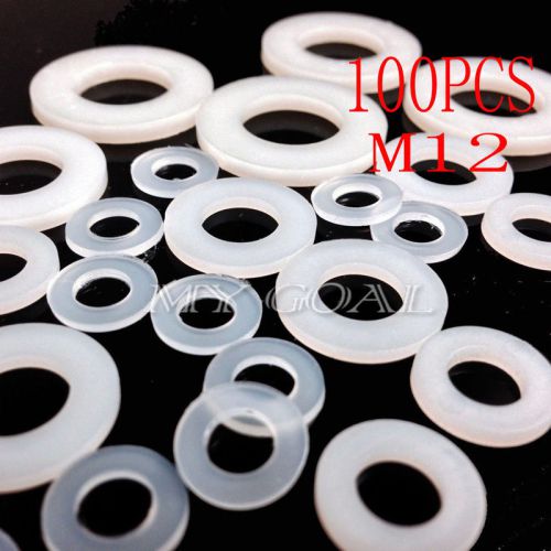 100Pcs White M12 Flat Nylon Plastic Spacer Washers Insulation Gasket Metric Ring