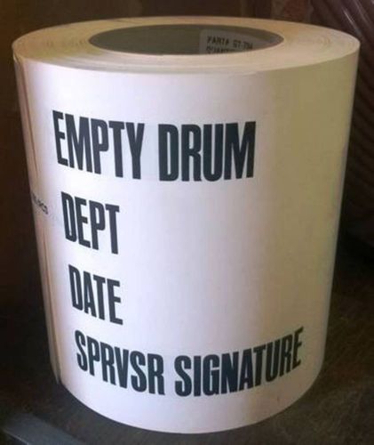Empty Drum Stickers - Roll of 500 stickers - White Sticker with Black Lettering