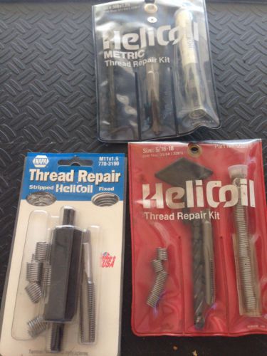 Helicoil Thread Repair Kit - 3 Kits - 2 Metric, 1 Standard