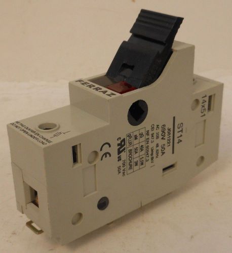 Ferraz Shawmut DIN Rail Mount 1 Pole 690V 50A Fuse Holder 14 x 51 ST14 J081221