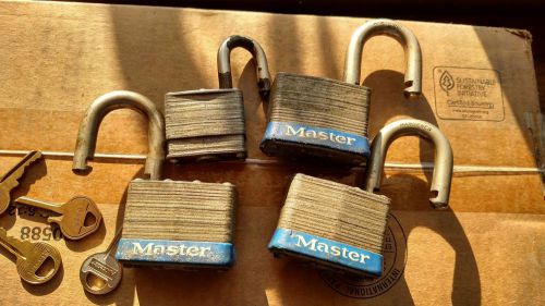 Master no. 5 padlocks &amp; master no. 3 padlock - set of 4 for sale