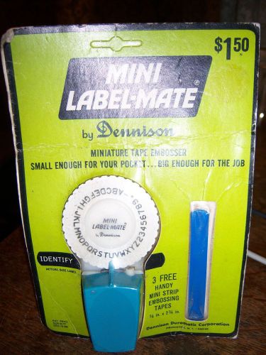 Vintage Blue Dennison Mini Label-Mate Maker + 3 FREE Mini Strips Tapes NOS NEW