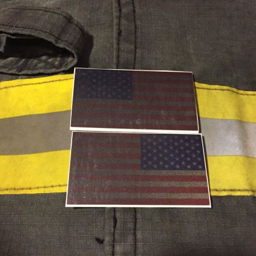 Reflective Subdued American Flags RWB Mirrored 3&#034;- FIREFIGHTER HELMET STICKER