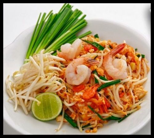 Thailand Recipe Food Stir-Fried Rice Noodle with Shrimp Ingredients